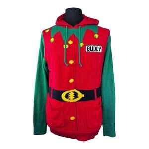 Buddy The Elf Ugly Christmas Sweater Red And Green Xmas North Pole Approved Sz M